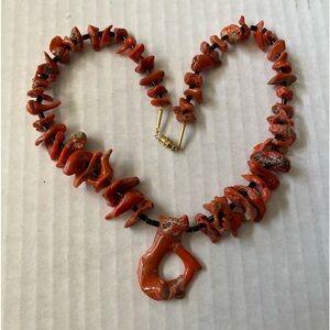 Rare Old Pawn Red Orange Coral with Heishi Necklace